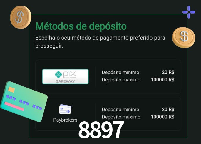 O cassino 8897 oferece uma grande variedade de métodos de pagamento